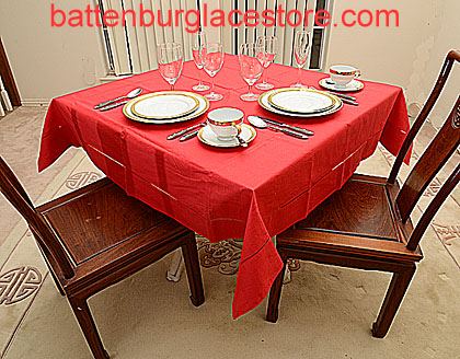 Square Tablecloth.TRUE RED color 54 inches square. - Click Image to Close